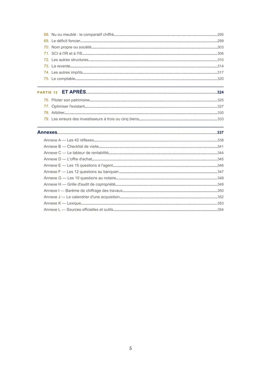 Sommaire de Acheter rentable, page 3 sur 3 : partie 12 et les douze annexes.