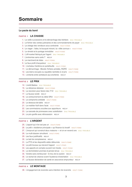 Sommaire de Le livre noir, page 1 sur 3 : parties 1 à 4 : la chasse, le prix, l'argent, le montage.