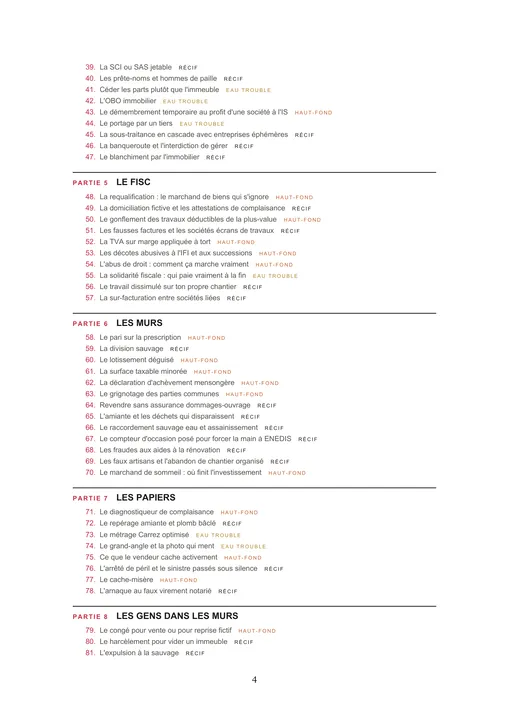 Sommaire de Le livre noir, page 2 sur 3 : parties 5 à 8.
